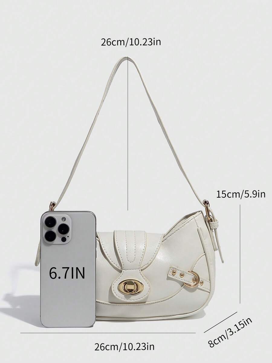 Women's Retro Underarm Shoulder Bag With Two Straps Colorblock Square Gothic Y2K Rock Style Festival Streetwear Fashion Purse