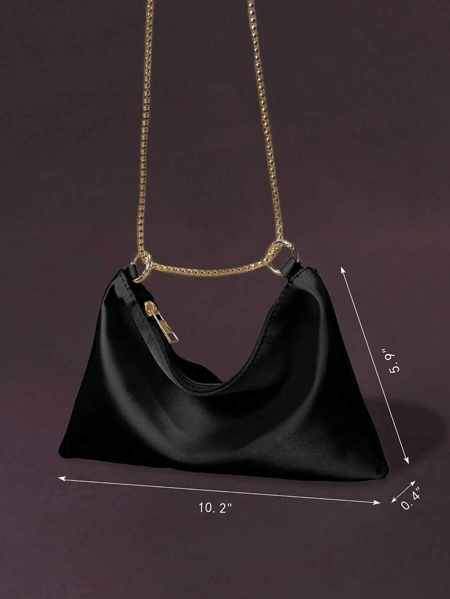 Women's Satin Ring Linked Square Bag Elegant Evening Clutch Glamorous Dinner Party Wedding Prom Bridal Banquet Fashion Purse