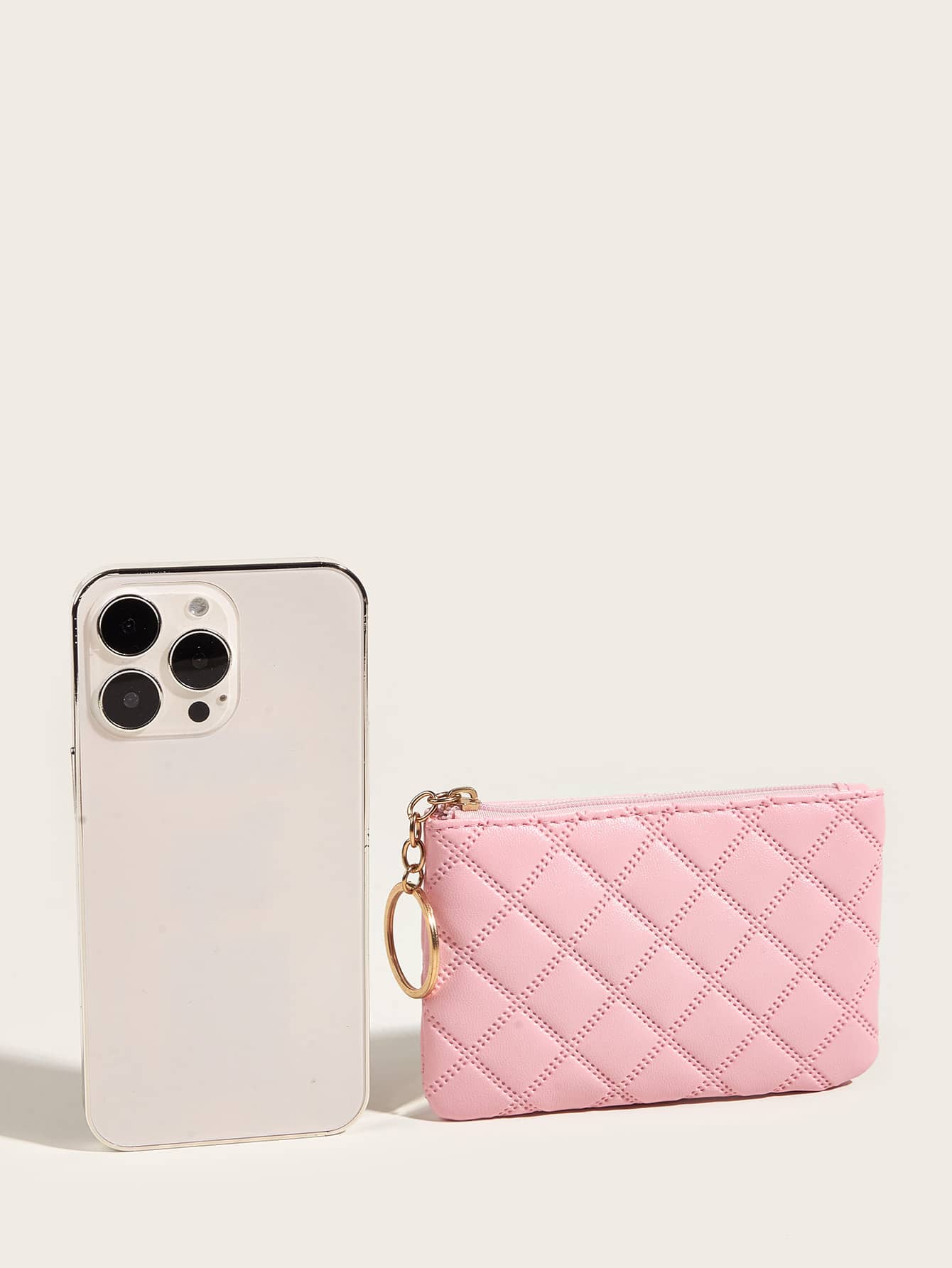 Women's Pressed Flower Solid Color Keychain Wallet Mini Coin Purse Casual Fashionable Cute Small Wallet Gift For Ladies Girls