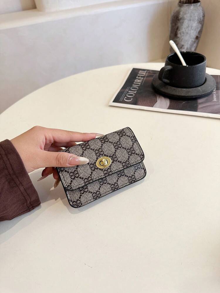 Women's Black PU Leather Short Wallet Vintage Twist Lock Coin Pouch Multifunctional Clutch Minimalist Small Purse Gift Wallet