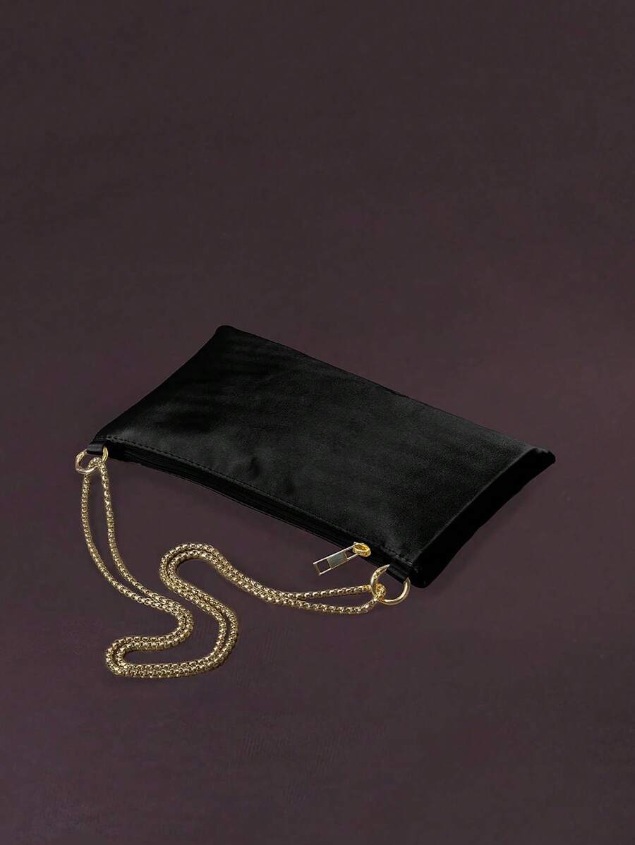 Women's Satin Ring Linked Square Bag Elegant Evening Clutch Glamorous Dinner Party Wedding Prom Bridal Banquet Fashion Purse