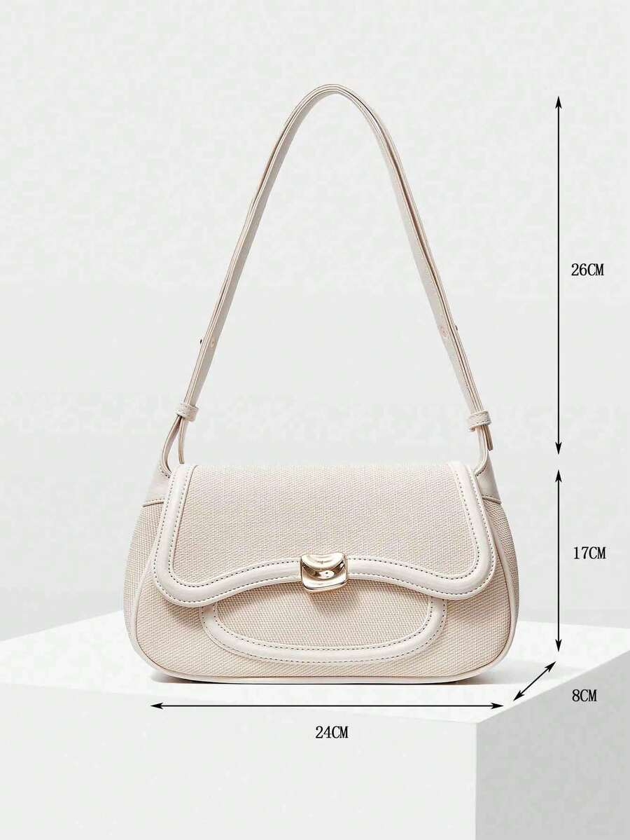 Women's Premium Color Block Trim Shoulder Bag MOTF Elegant Commuting Fashionable Daily Casual Work Crossbody Tote Handbag