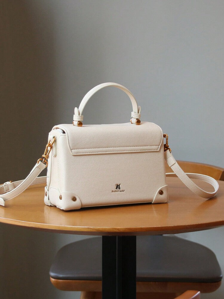 Women's Luxury Embroidered Leather Small Square Bag White High-End Niche Design Elegant Handbag 2025 Fashion Shoulder Purse