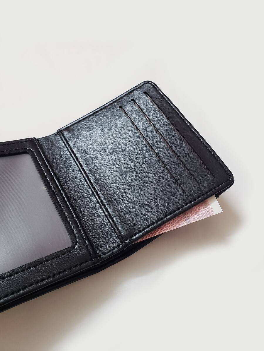 Women's PU Brown Pocket Wallet With ID Window Bi-Fold Leather Credit Card Holder Minimalist Fashion Business Gift Small Wallet