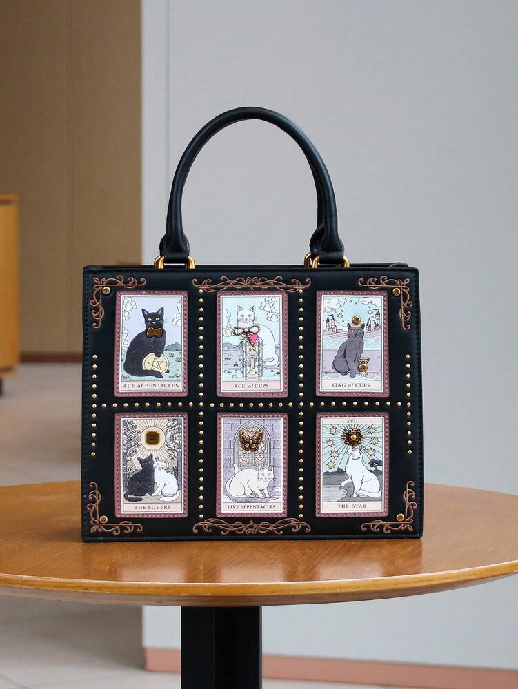 Women's Tarot Card Diamond Tote Bag Summer 2025 High-End Handmade Embroidery Beaded Large Capacity Shoulder Briefcase Satchel