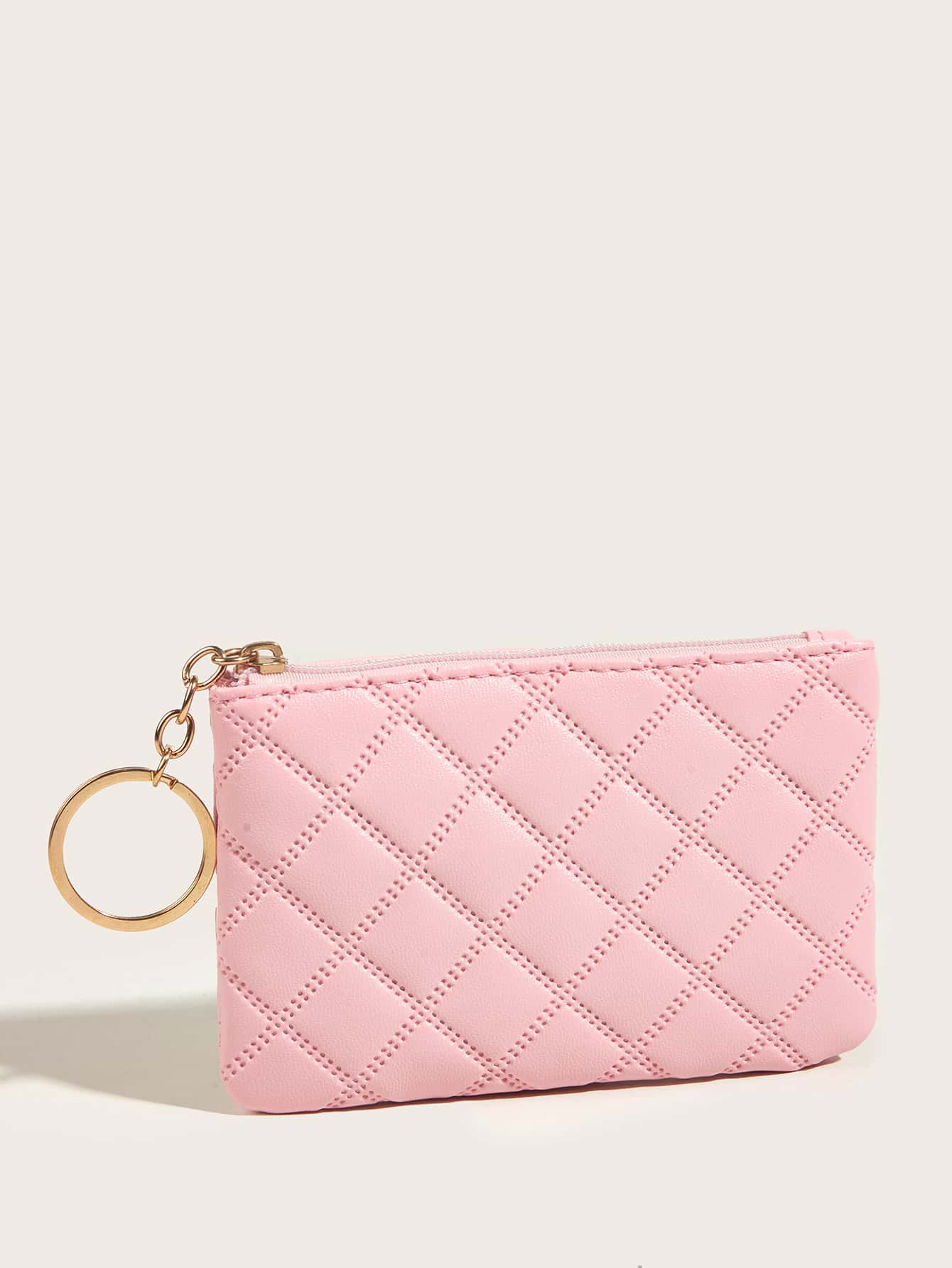 Women's Pressed Flower Solid Color Keychain Wallet Mini Coin Purse Casual Fashionable Cute Small Wallet Gift For Ladies Girls