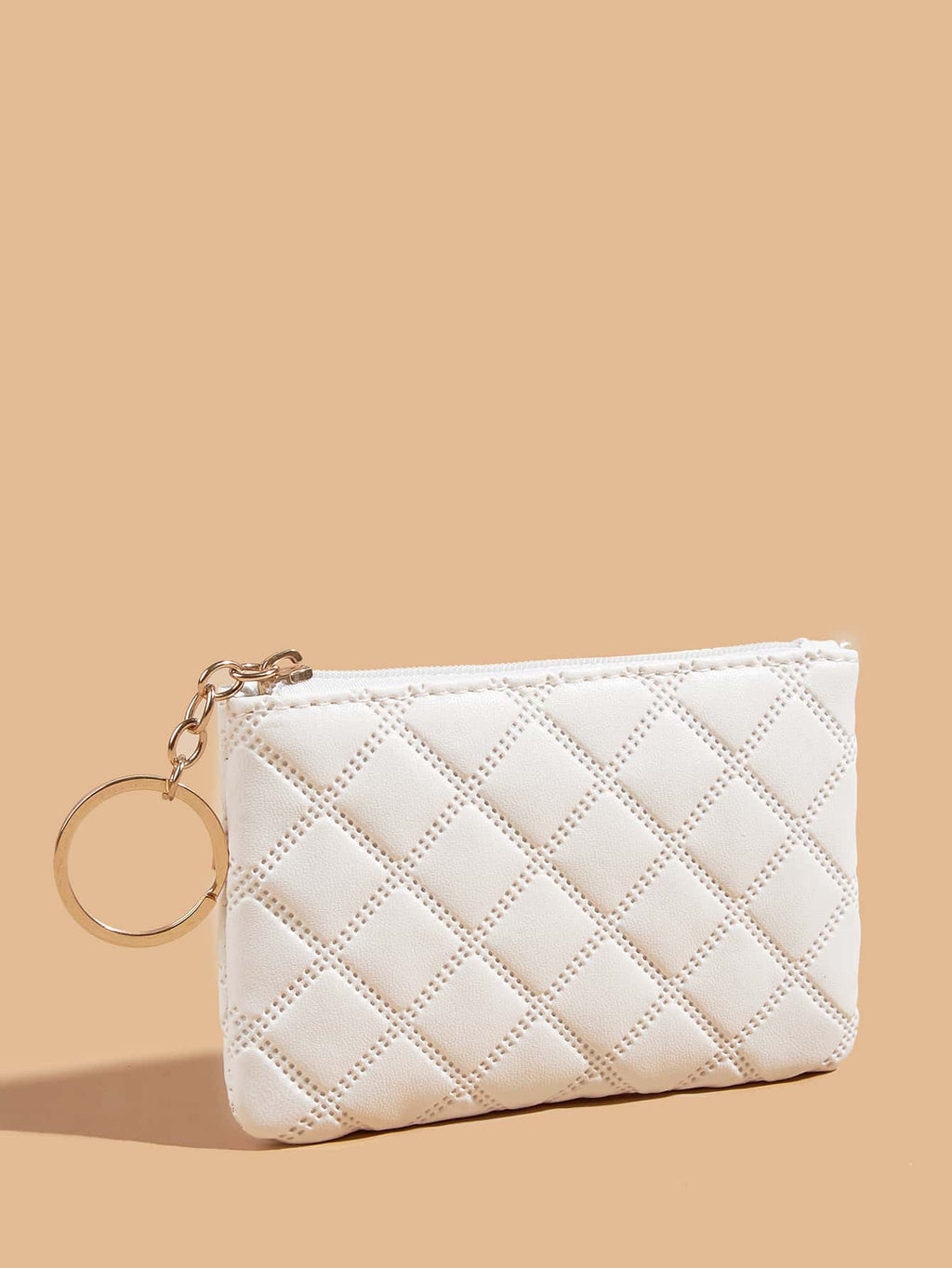 Women's Pressed Flower Solid Color Keychain Wallet Mini Coin Purse Casual Fashionable Cute Small Wallet Gift For Ladies Girls