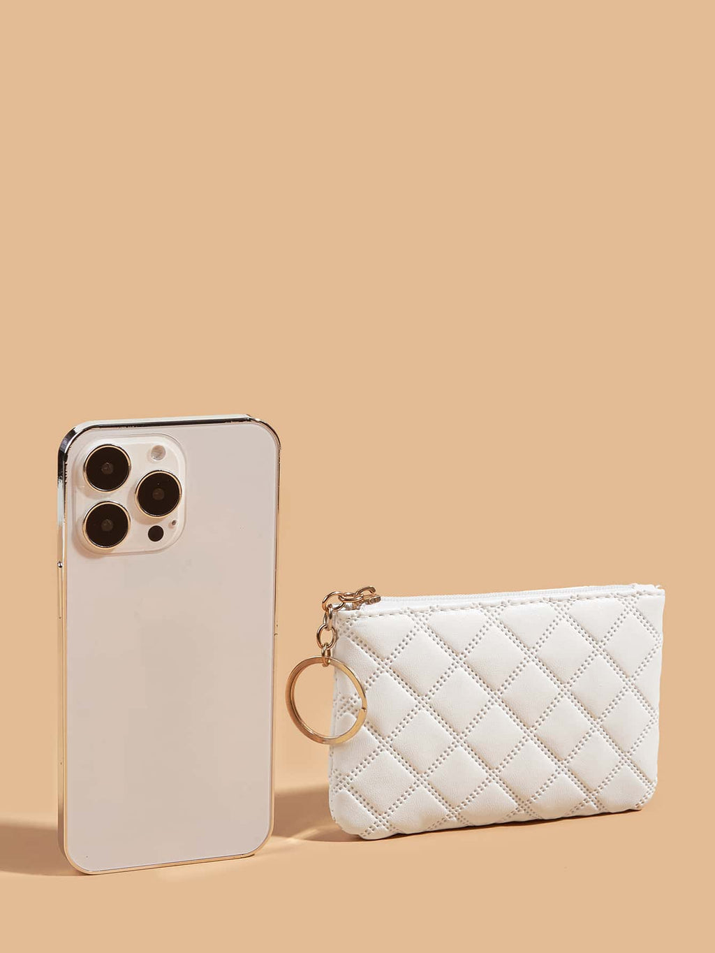 Women's Pressed Flower Solid Color Keychain Wallet Mini Coin Purse Casual Fashionable Cute Small Wallet Gift For Ladies Girls