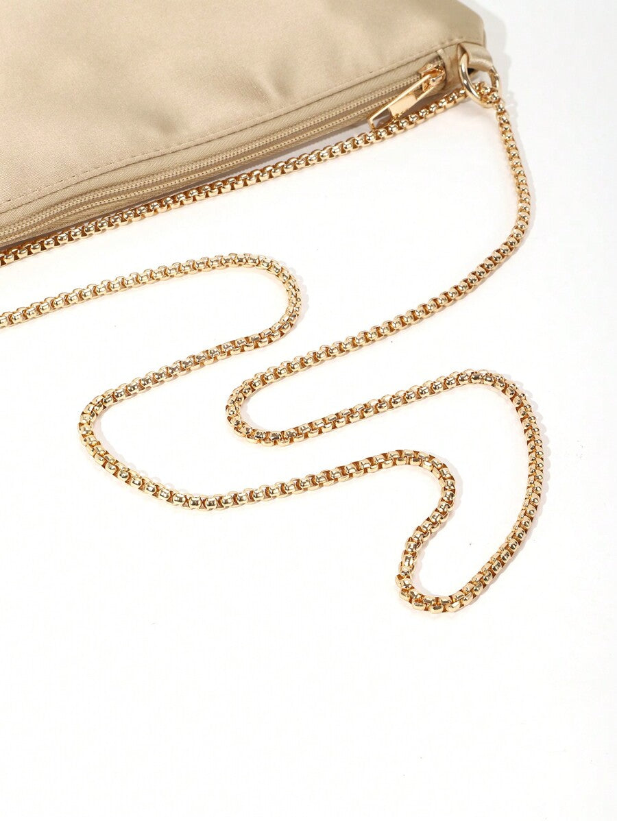 Women's Satin Ring Linked Square Bag Elegant Evening Clutch Glamorous Dinner Party Wedding Prom Bridal Banquet Fashion Purse