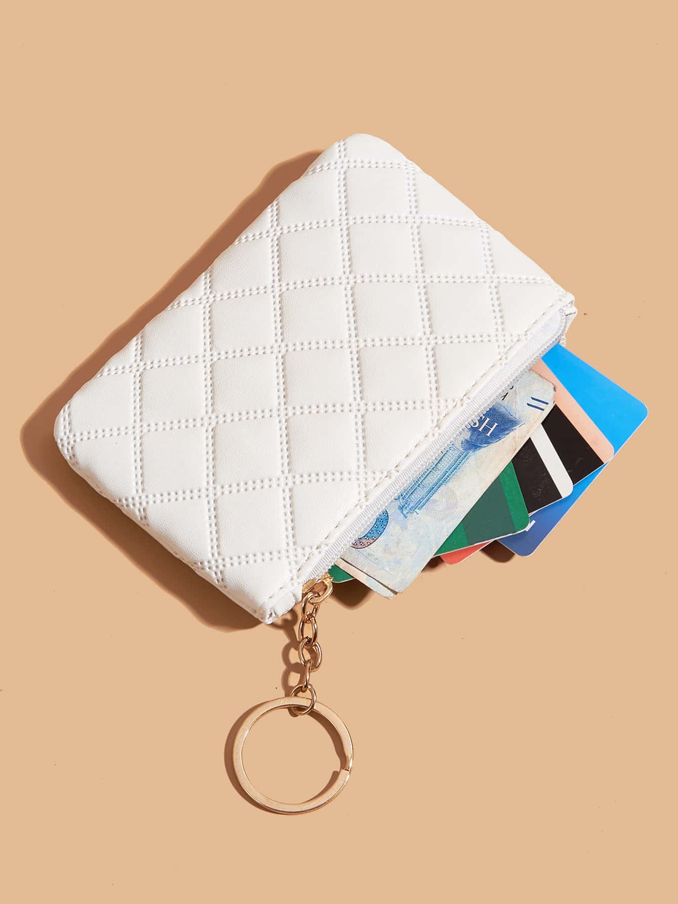 Women's Pressed Flower Solid Color Keychain Wallet Mini Coin Purse Casual Fashionable Cute Small Wallet Gift For Ladies Girls