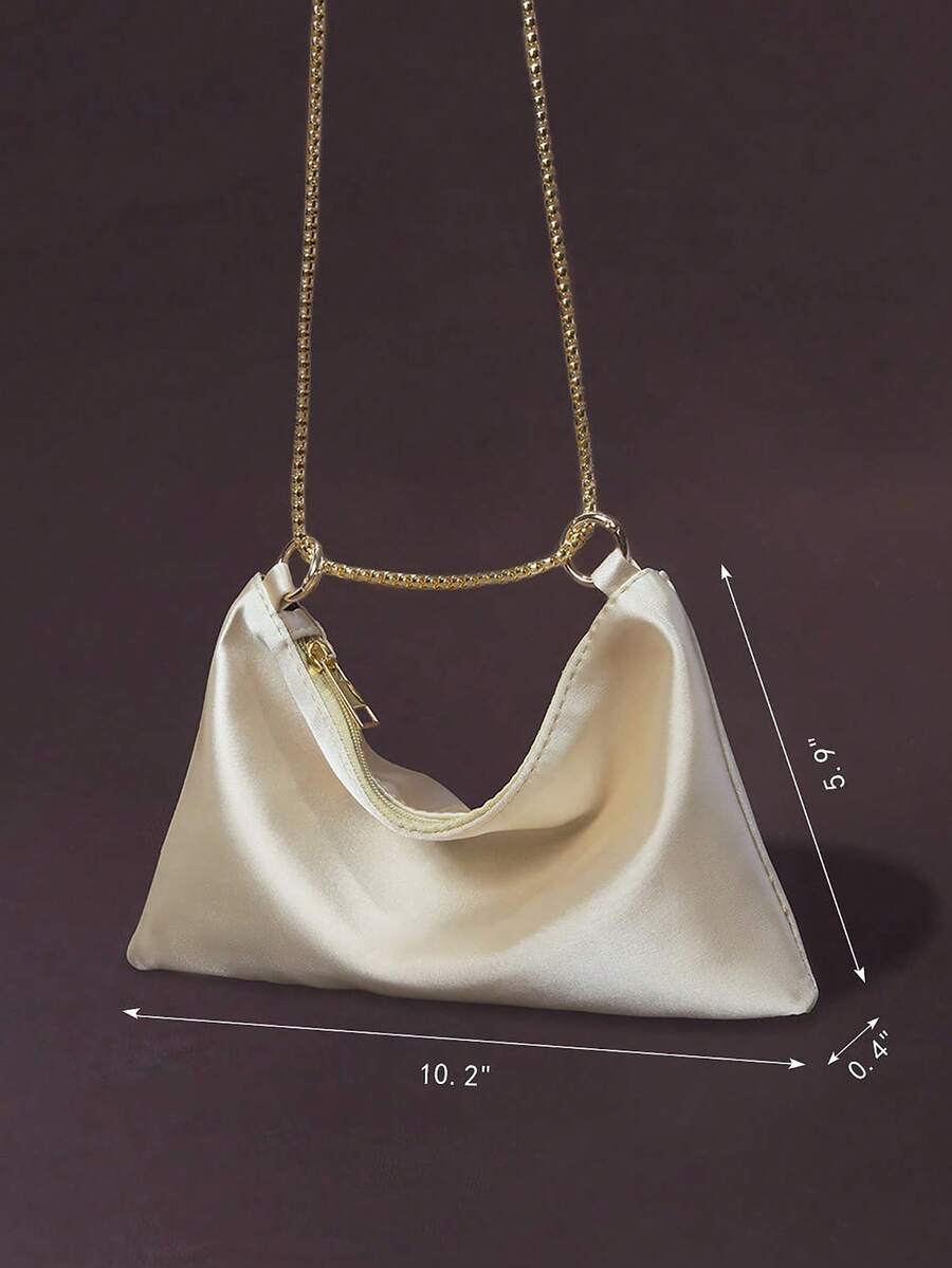 Women's Satin Ring Linked Square Bag Elegant Evening Clutch Glamorous Dinner Party Wedding Prom Bridal Banquet Fashion Purse