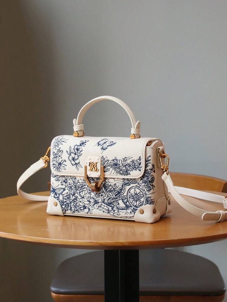 Women's Luxury Embroidered Leather Small Square Bag White High-End Niche Design Elegant Handbag 2025 Fashion Shoulder Purse