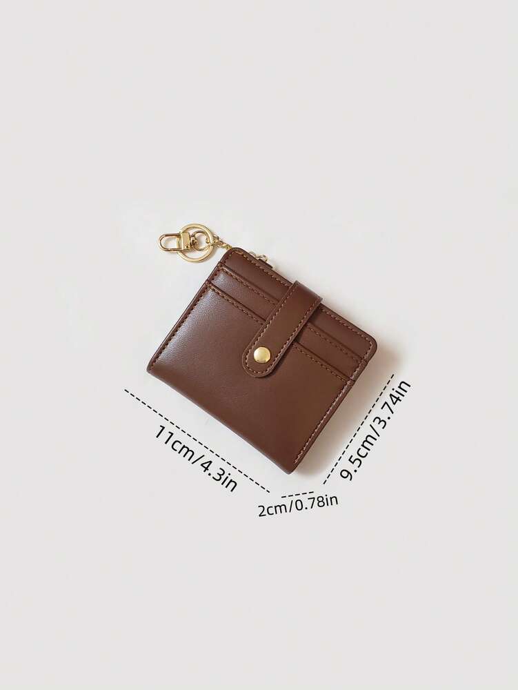 Women's PU Brown Pocket Wallet With ID Window Bi-Fold Leather Credit Card Holder Minimalist Fashion Business Gift Small Wallet