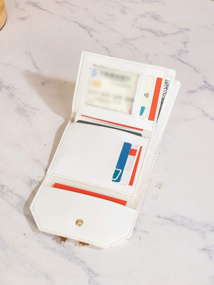 Women's Tri-Fold Short Wallet Minimalist Fashion Clutch Purse With Bow Decor Elegant Mini Wallet Cute Small Wallet For Women