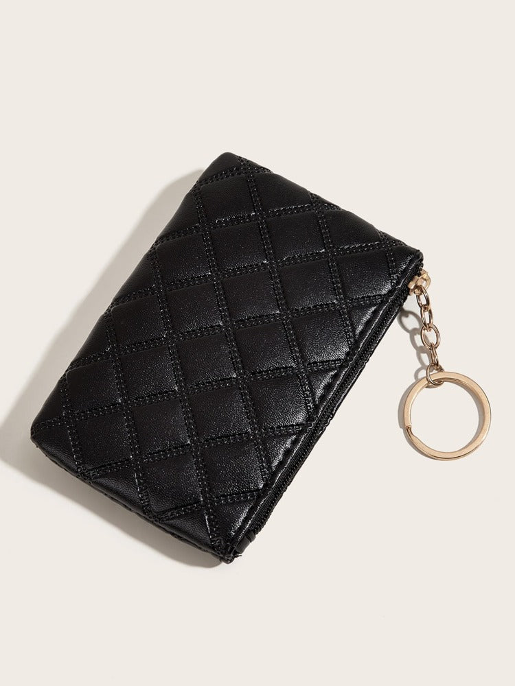 Women's Pressed Flower Solid Color Keychain Wallet Mini Coin Purse Casual Fashionable Cute Small Wallet Gift For Ladies Girls