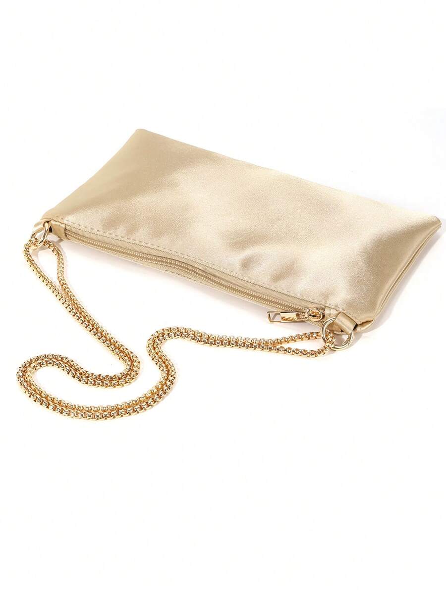 Women's Satin Ring Linked Square Bag Elegant Evening Clutch Glamorous Dinner Party Wedding Prom Bridal Banquet Fashion Purse