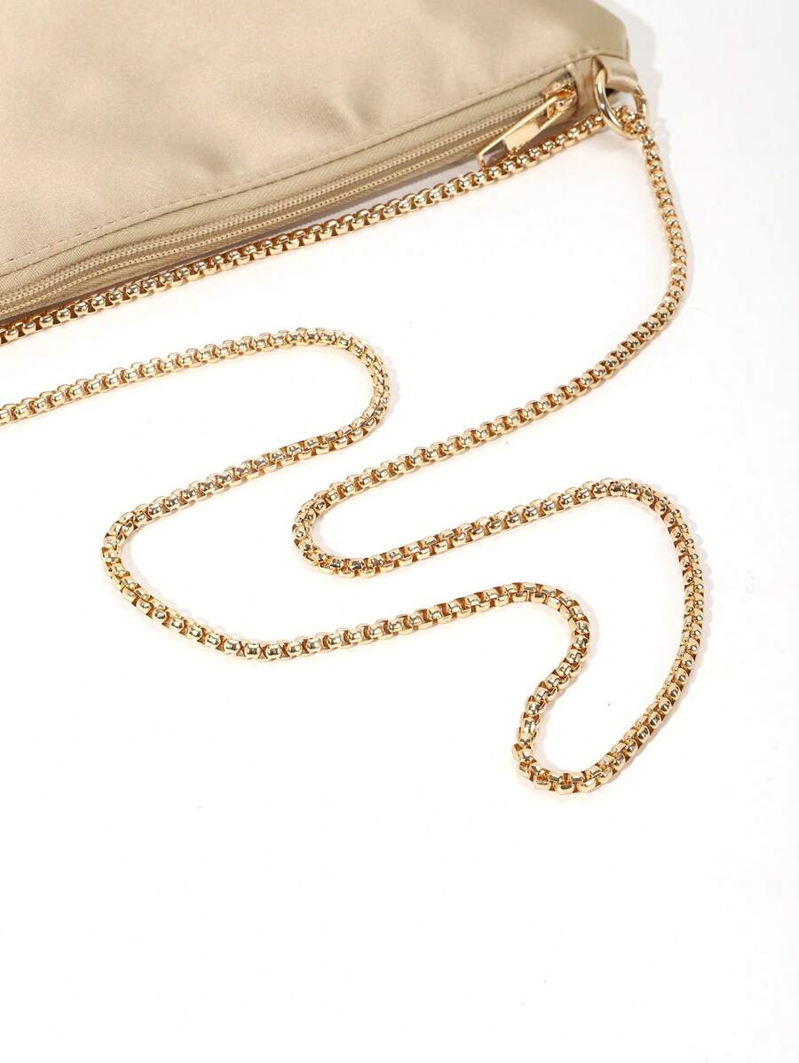 Women's Satin Ring Linked Square Bag Elegant Evening Clutch Glamorous Dinner Party Wedding Prom Bridal Banquet Fashion Purse