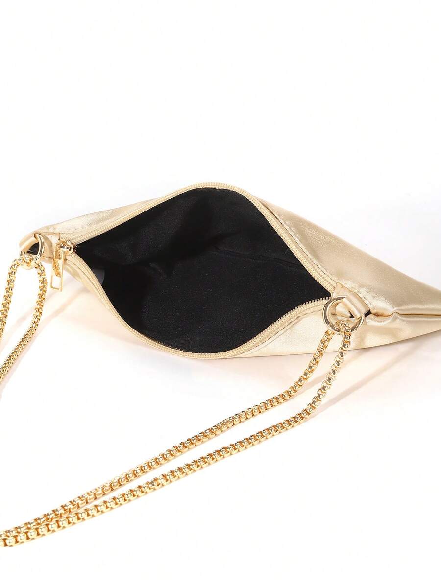 Women's Satin Ring Linked Square Bag Elegant Evening Clutch Glamorous Dinner Party Wedding Prom Bridal Banquet Fashion Purse