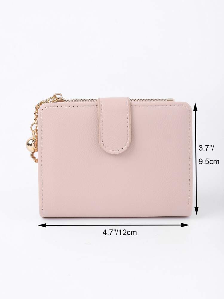 Women's Clover Ball Decor Pocket Wallet With ID Window Bi-Fold Zipper Credit Card Cash Holder Lightweight Mini Fashion Wallet