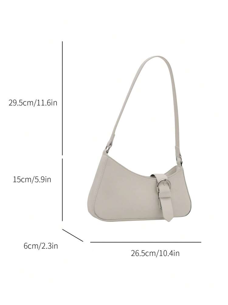 Women's Solid Color Shoulder Bag With Belt Decoration Minimalist Crossbody Casual Office School College Travel Shopping Purse