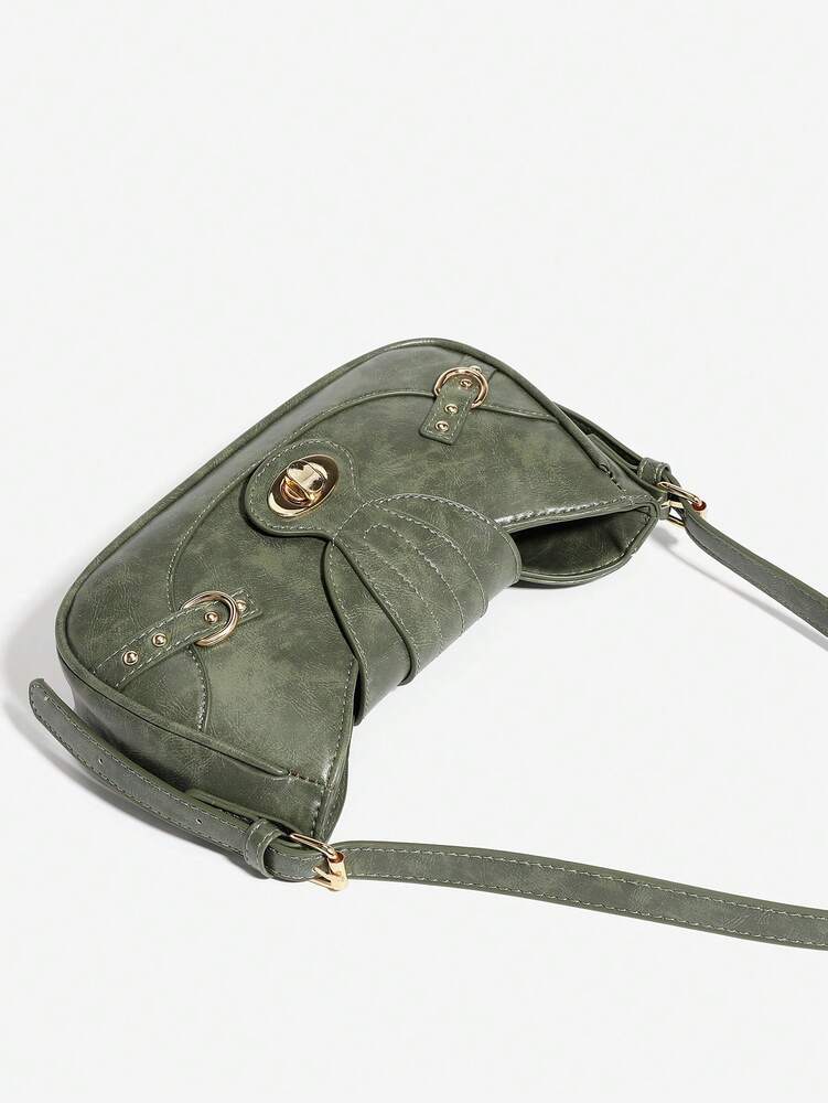 Women's Retro Underarm Shoulder Bag With Two Straps Colorblock Square Gothic Y2K Rock Style Festival Streetwear Fashion Purse