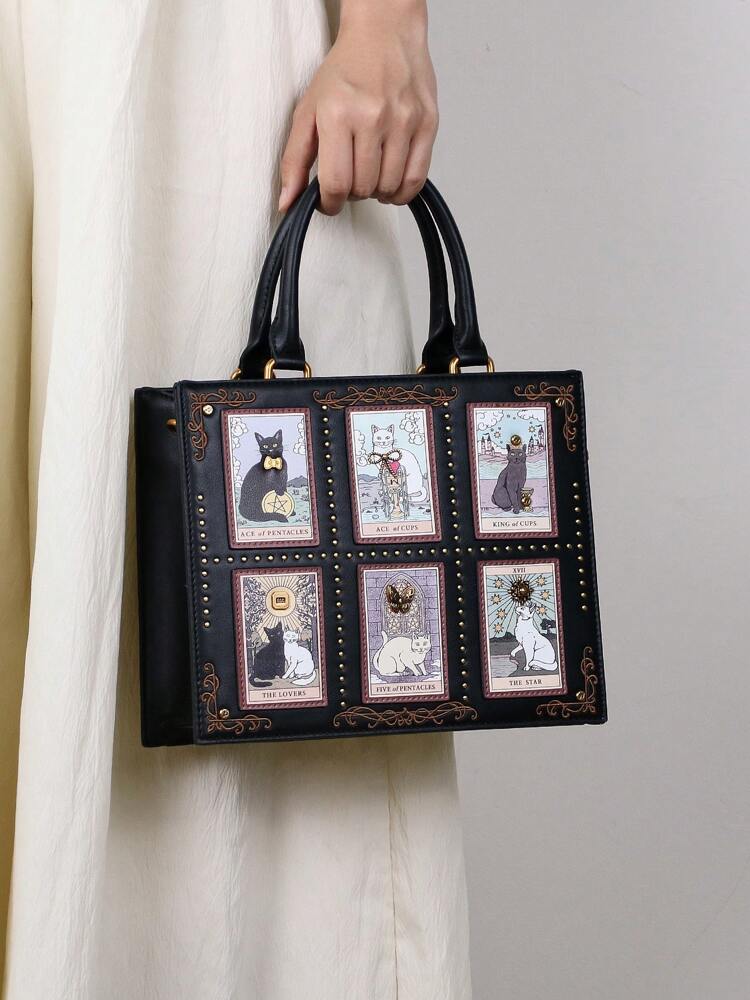 Women's Tarot Card Diamond Tote Bag Summer 2025 High-End Handmade Embroidery Beaded Large Capacity Shoulder Briefcase Satchel