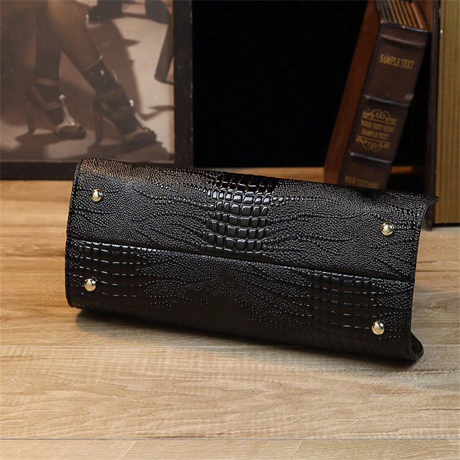 Women's Elegant Cloud Pattern Crocodile Design Handbag Vintage Shoulder Crossbody Bag Fashion Casual Tote Purse For Ladies
