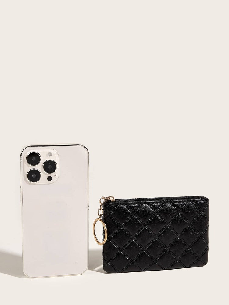 Women's Pressed Flower Solid Color Keychain Wallet Mini Coin Purse Casual Fashionable Cute Small Wallet Gift For Ladies Girls