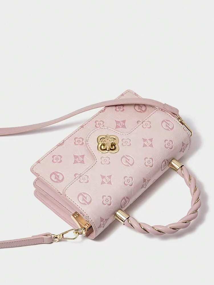 Women's Camellia Flower Small Square Bag With Bow Decor High-End Versatile Handbag Chic Casual Shoulder Purse Valentines Gift