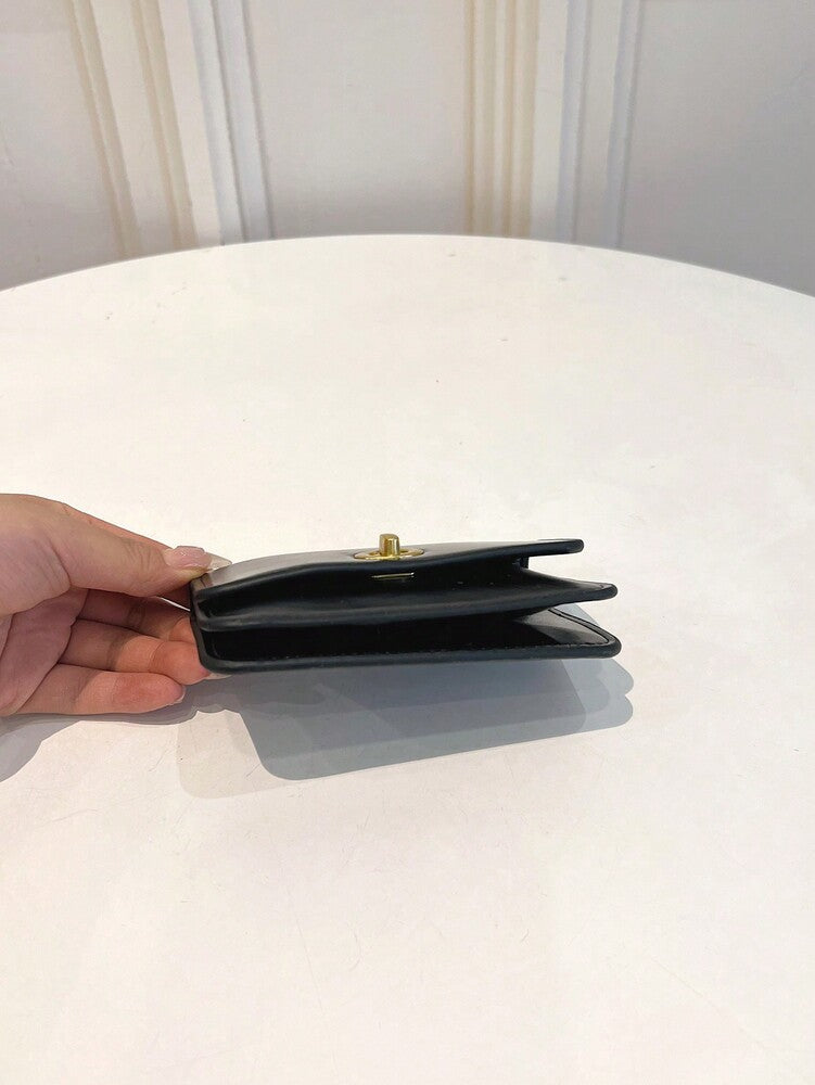 Women's Black PU Leather Short Wallet Vintage Twist Lock Coin Pouch Multifunctional Clutch Minimalist Small Purse Gift Wallet