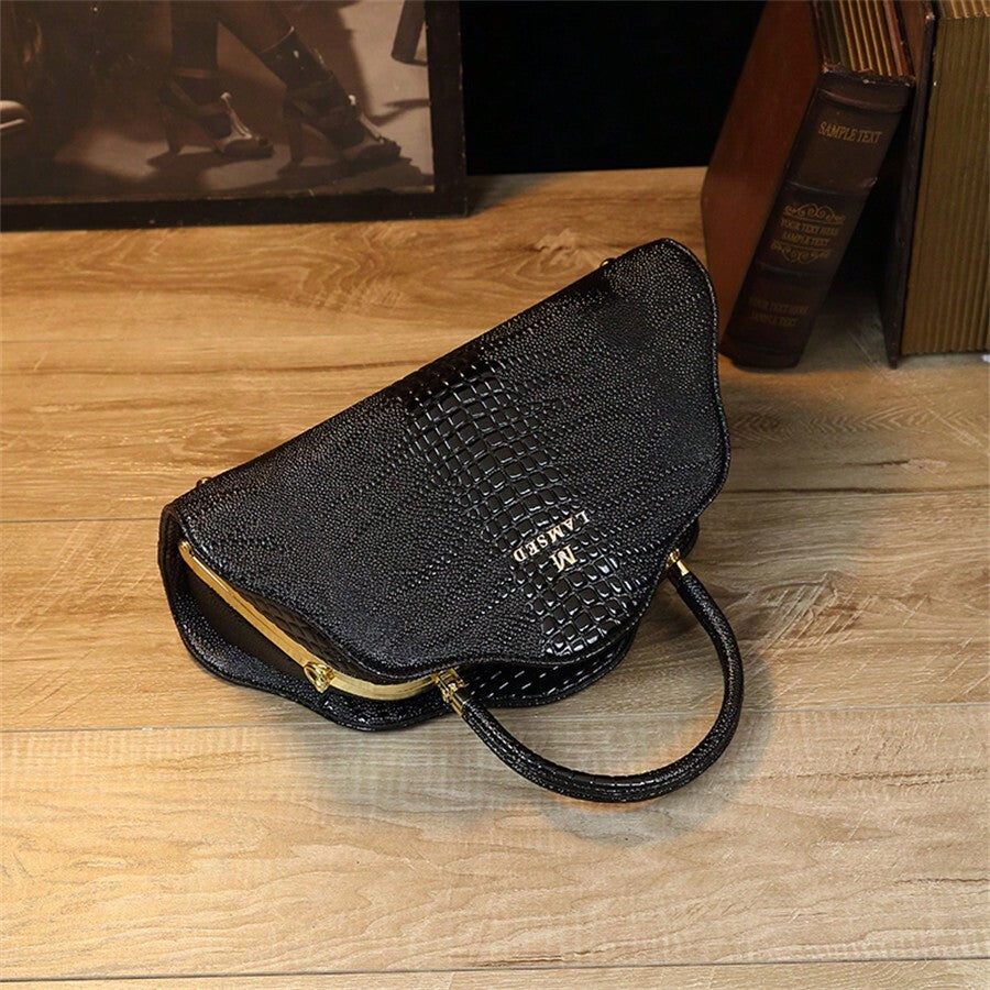 Women's Elegant Cloud Pattern Crocodile Design Handbag Vintage Shoulder Crossbody Bag Fashion Casual Tote Purse For Ladies