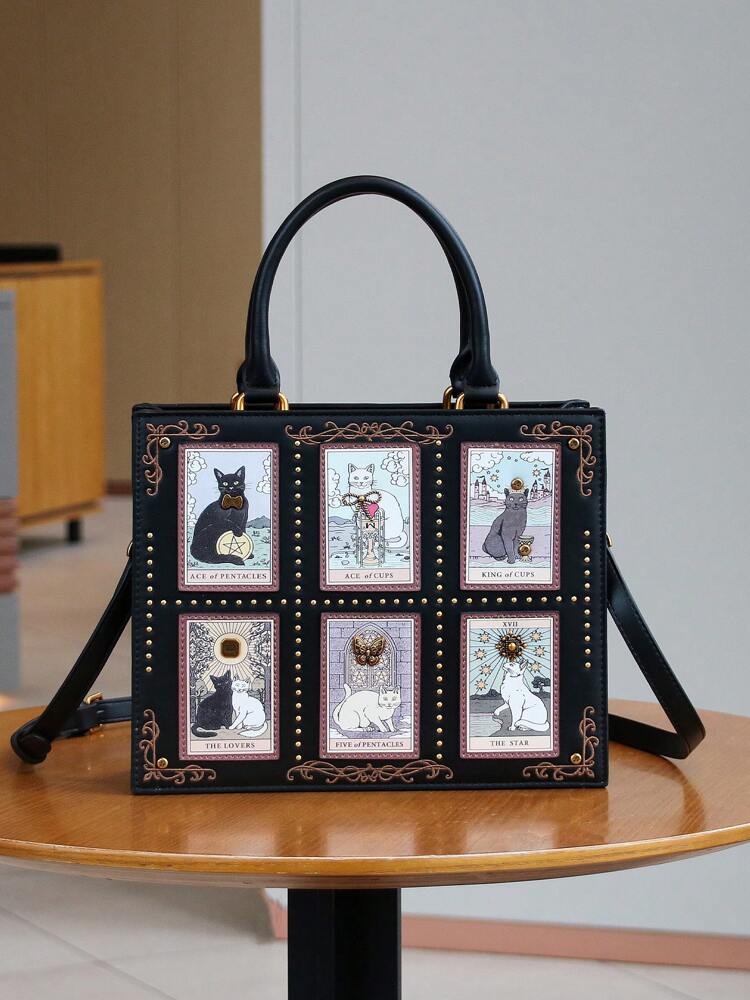 Women's Tarot Card Diamond Tote Bag Summer 2025 High-End Handmade Embroidery Beaded Large Capacity Shoulder Briefcase Satchel