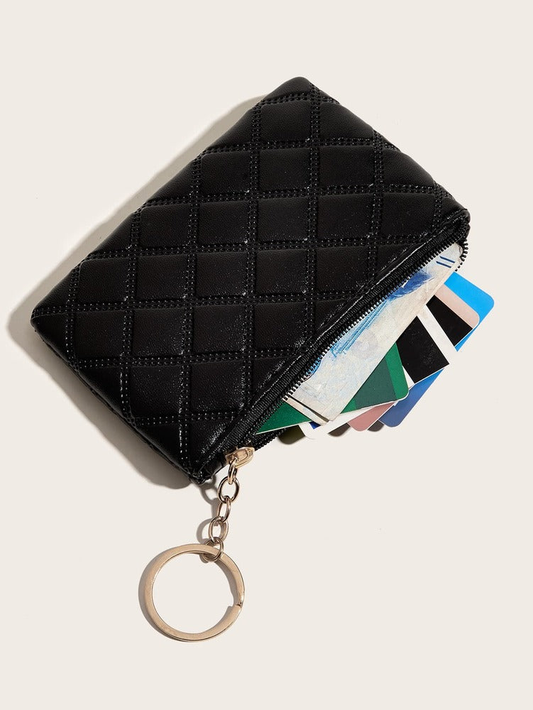 Women's Pressed Flower Solid Color Keychain Wallet Mini Coin Purse Casual Fashionable Cute Small Wallet Gift For Ladies Girls