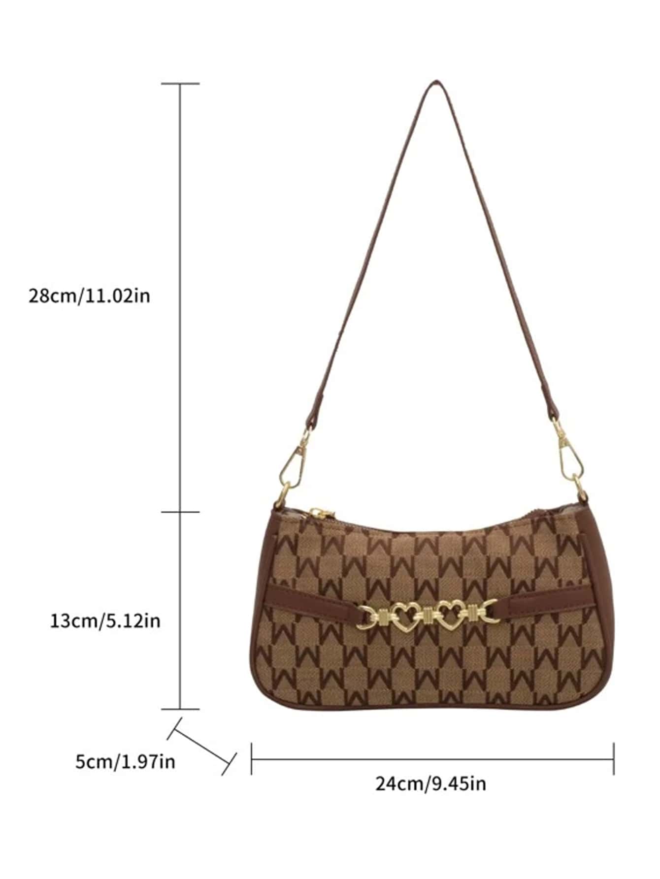 Women's Letter Graphic Heart Decor Zipper Bag Fashion Polyester Mini Shoulder Purse Casual Cute Daily Gift For Girls Ladies