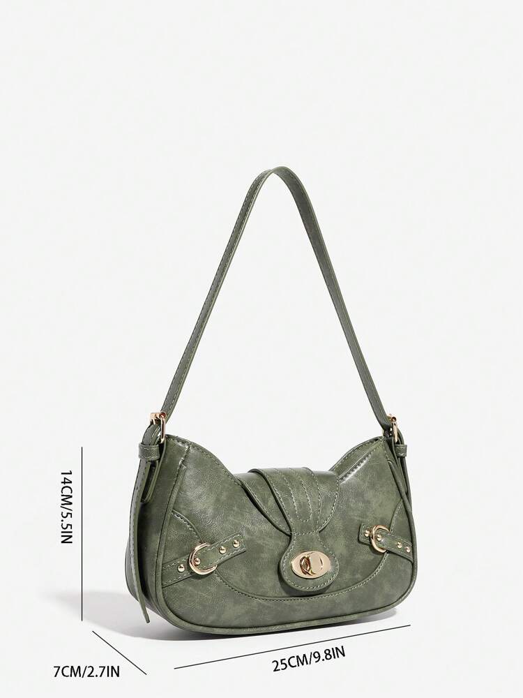 Women's Retro Underarm Shoulder Bag With Two Straps Colorblock Square Gothic Y2K Rock Style Festival Streetwear Fashion Purse