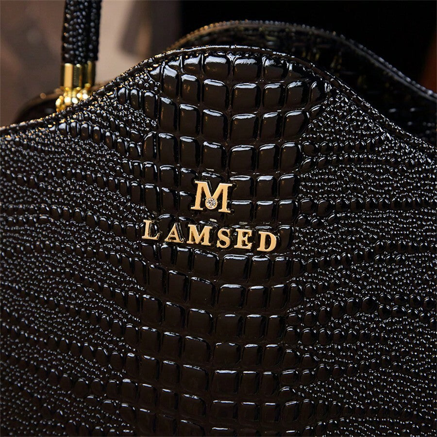 Women's Elegant Cloud Pattern Crocodile Design Handbag Vintage Shoulder Crossbody Bag Fashion Casual Tote Purse For Ladies