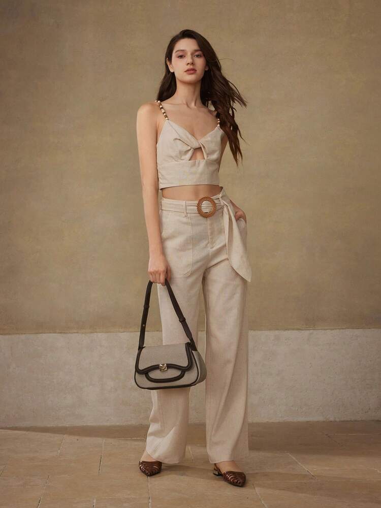 Women's Premium Color Block Trim Shoulder Bag MOTF Elegant Commuting Fashionable Daily Casual Work Crossbody Tote Handbag