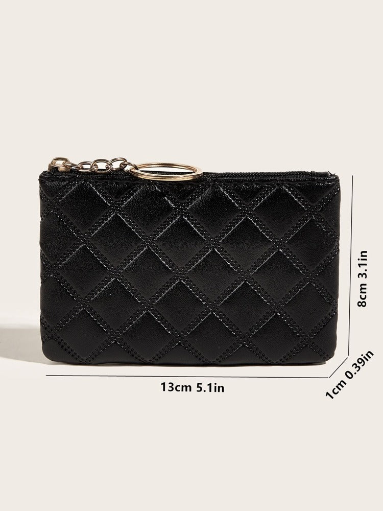 Women's Pressed Flower Solid Color Keychain Wallet Mini Coin Purse Casual Fashionable Cute Small Wallet Gift For Ladies Girls