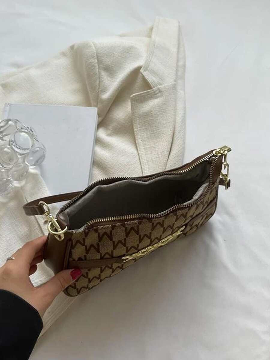 Women's Letter Graphic Heart Decor Zipper Bag Fashion Polyester Mini Shoulder Purse Casual Cute Daily Gift For Girls Ladies