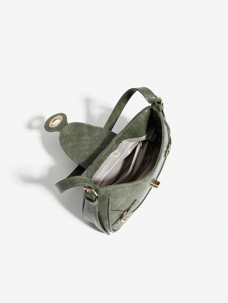 Women's Retro Underarm Shoulder Bag With Two Straps Colorblock Square Gothic Y2K Rock Style Festival Streetwear Fashion Purse