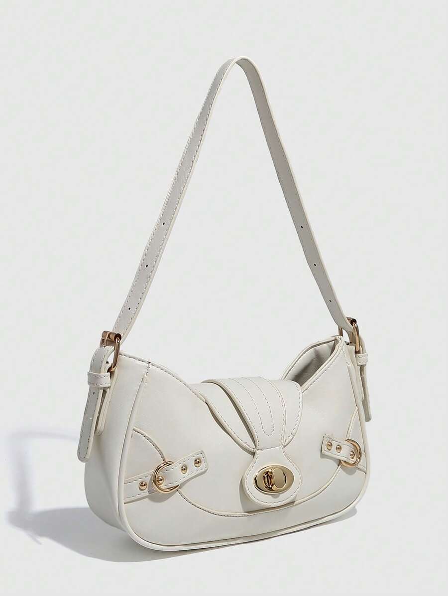 Women's Retro Underarm Shoulder Bag With Two Straps Colorblock Square Gothic Y2K Rock Style Festival Streetwear Fashion Purse