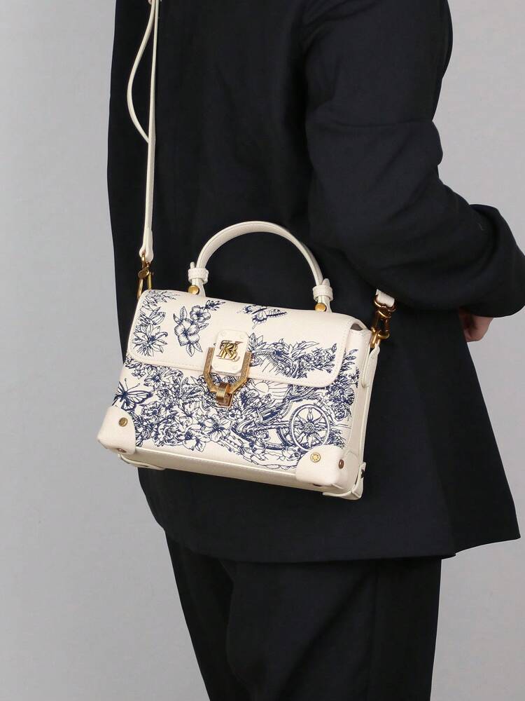 Women's Luxury Embroidered Leather Small Square Bag White High-End Niche Design Elegant Handbag 2025 Fashion Shoulder Purse