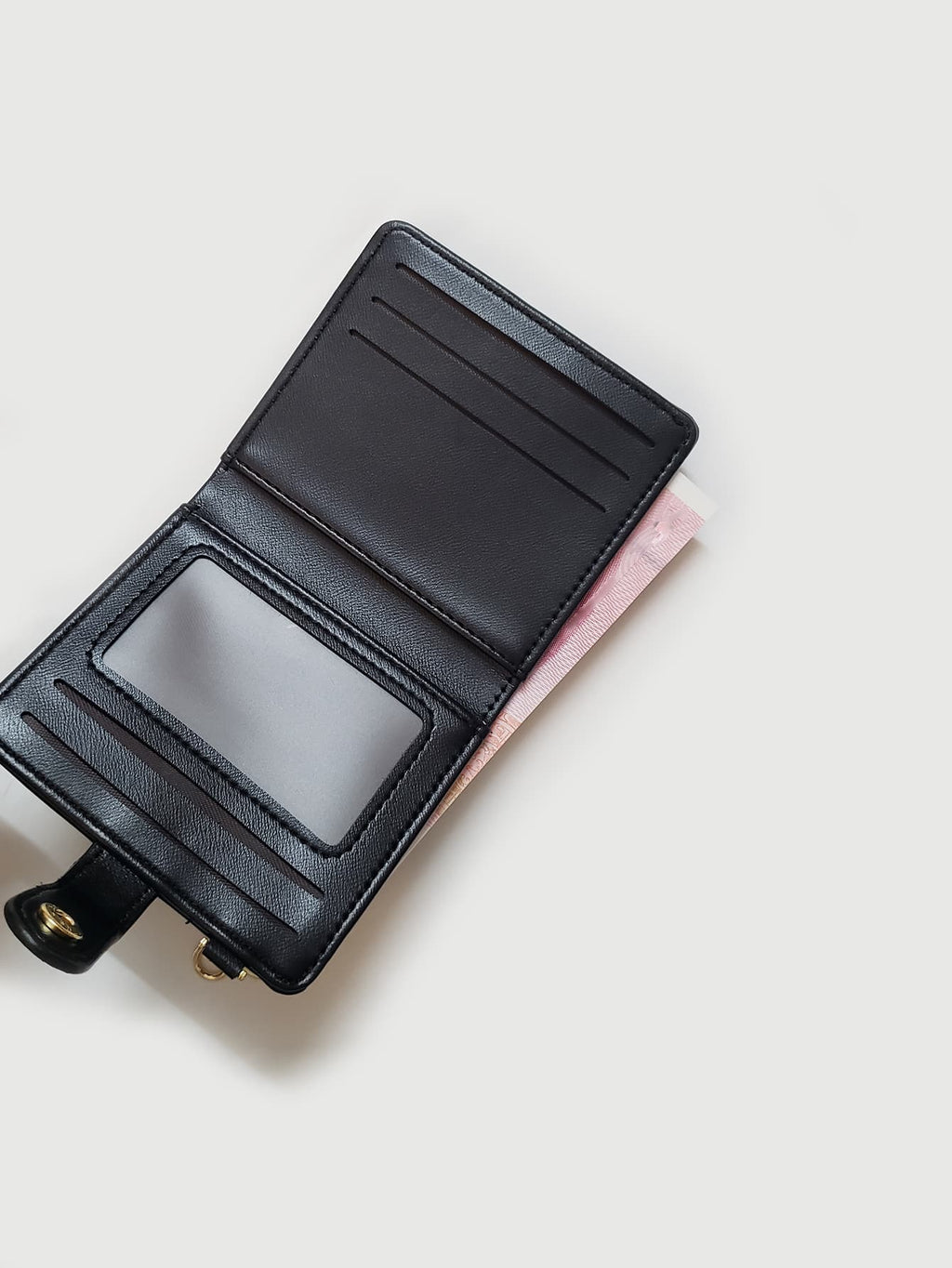 Women's PU Brown Pocket Wallet With ID Window Bi-Fold Leather Credit Card Holder Minimalist Fashion Business Gift Small Wallet