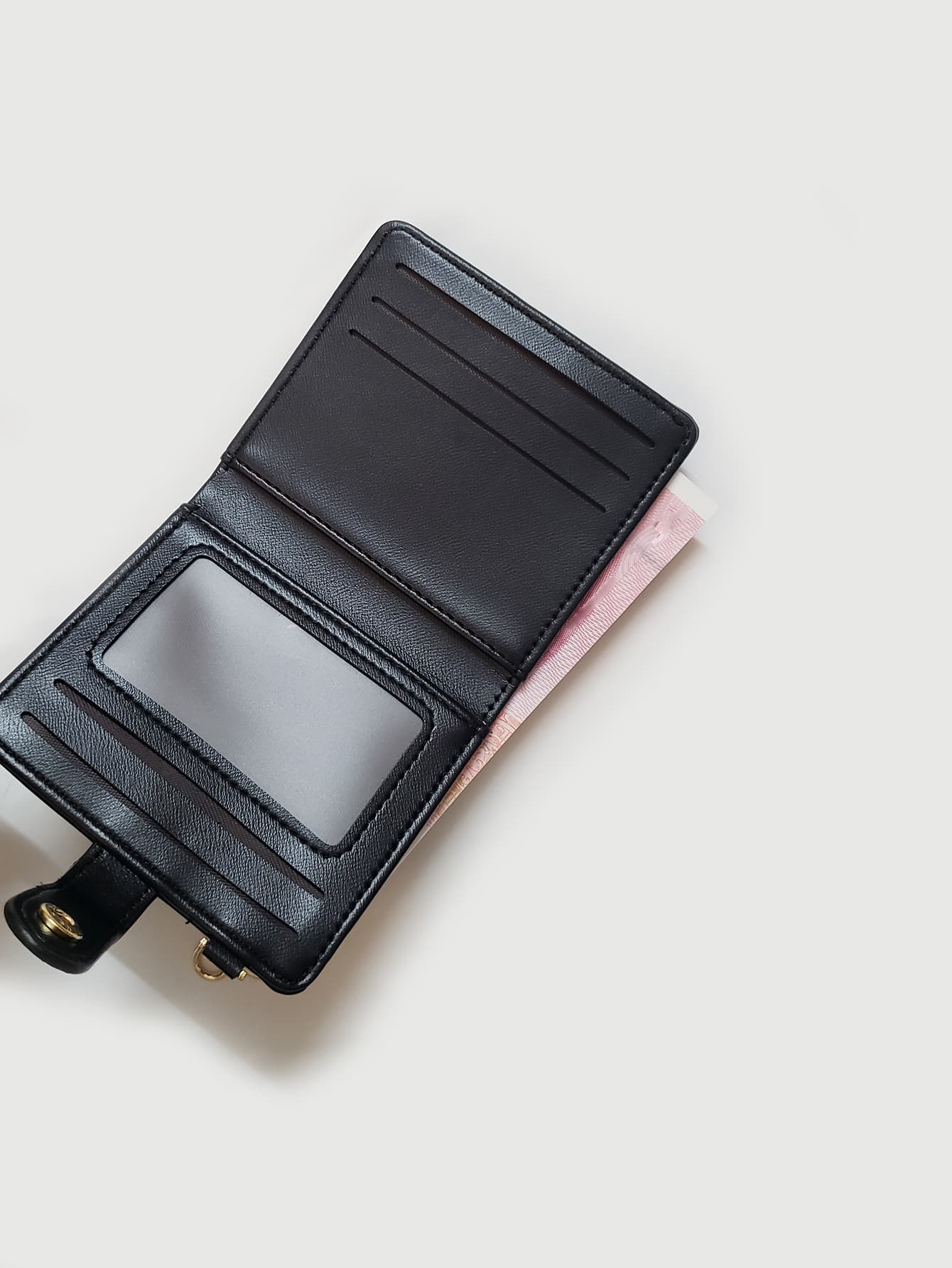 Women's PU Brown Pocket Wallet With ID Window Bi-Fold Leather Credit Card Holder Minimalist Fashion Business Gift Small Wallet